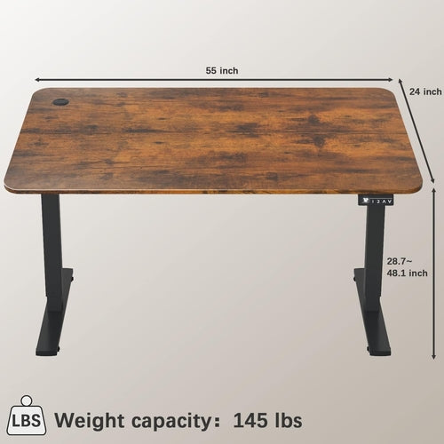 Electric Height Adjustable Standing Desk Large 55 X 24 Inches Sit