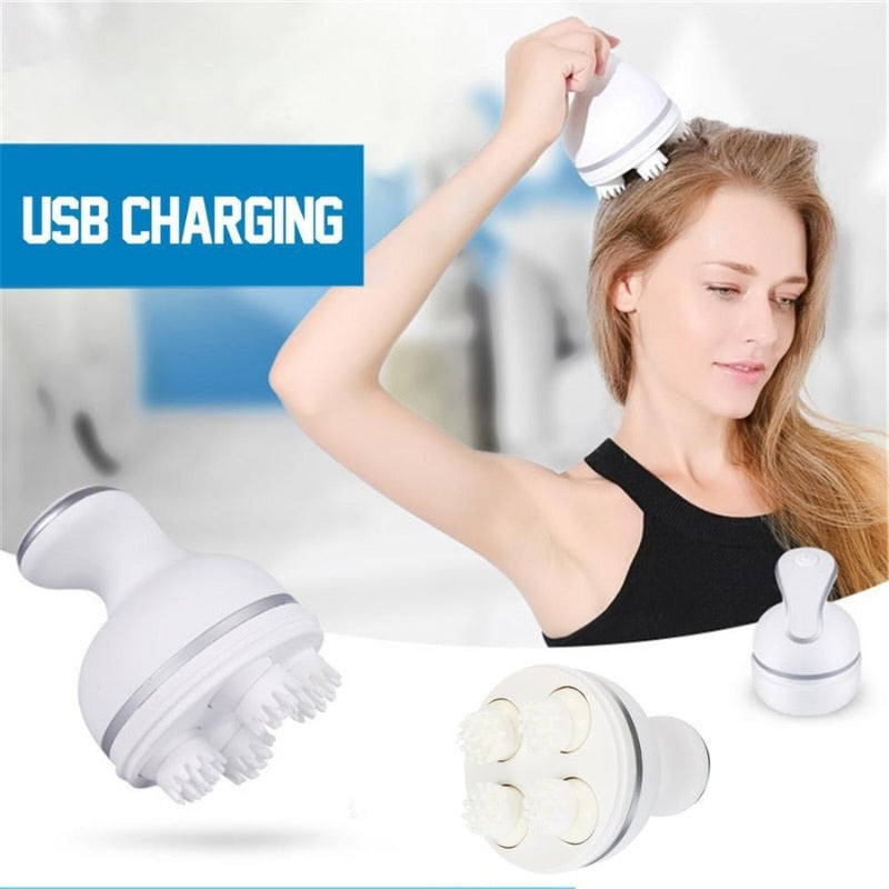 Electric Scalp Massager with 4 Clusters | Rechargeable & Full-Body Relaxation