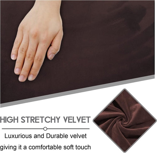 Velvet 8-Piece Reclining Loveseat Cover In Chocolate