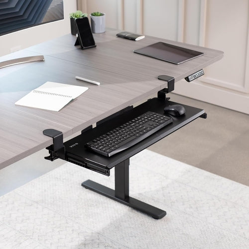 Under Desk Keyboard Tray 27x11 Inch C Clamp Mount Black