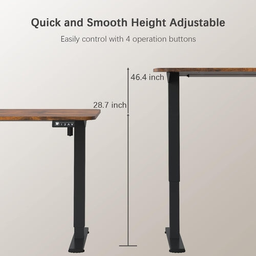 Electric Height Adjustable Standing Desk Large 55 X 24 Inches Sit