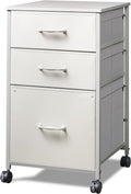 Mobile File Cabinet With 3 Drawers Rolling In White