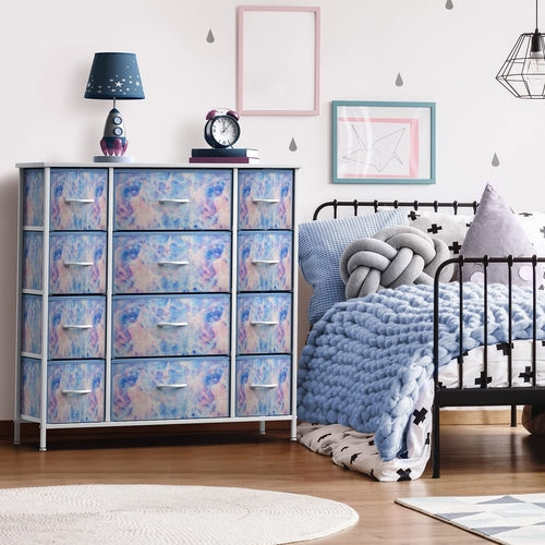 Kids Dresser With 12 Drawers White Finish For Nursery