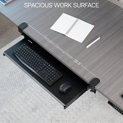 Under Desk Keyboard Tray 27x11 Inch C Clamp Mount Black
