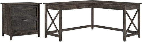 Key West 60W L Shaped Desk With Mobile File Cabinet Bundle
