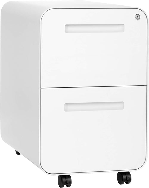 White 2 Drawer Mobile File Cabinet With Lock Under Desk