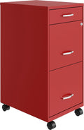 Red Mobile Box File Cabinet 3 Drawer Locking Office Storage
