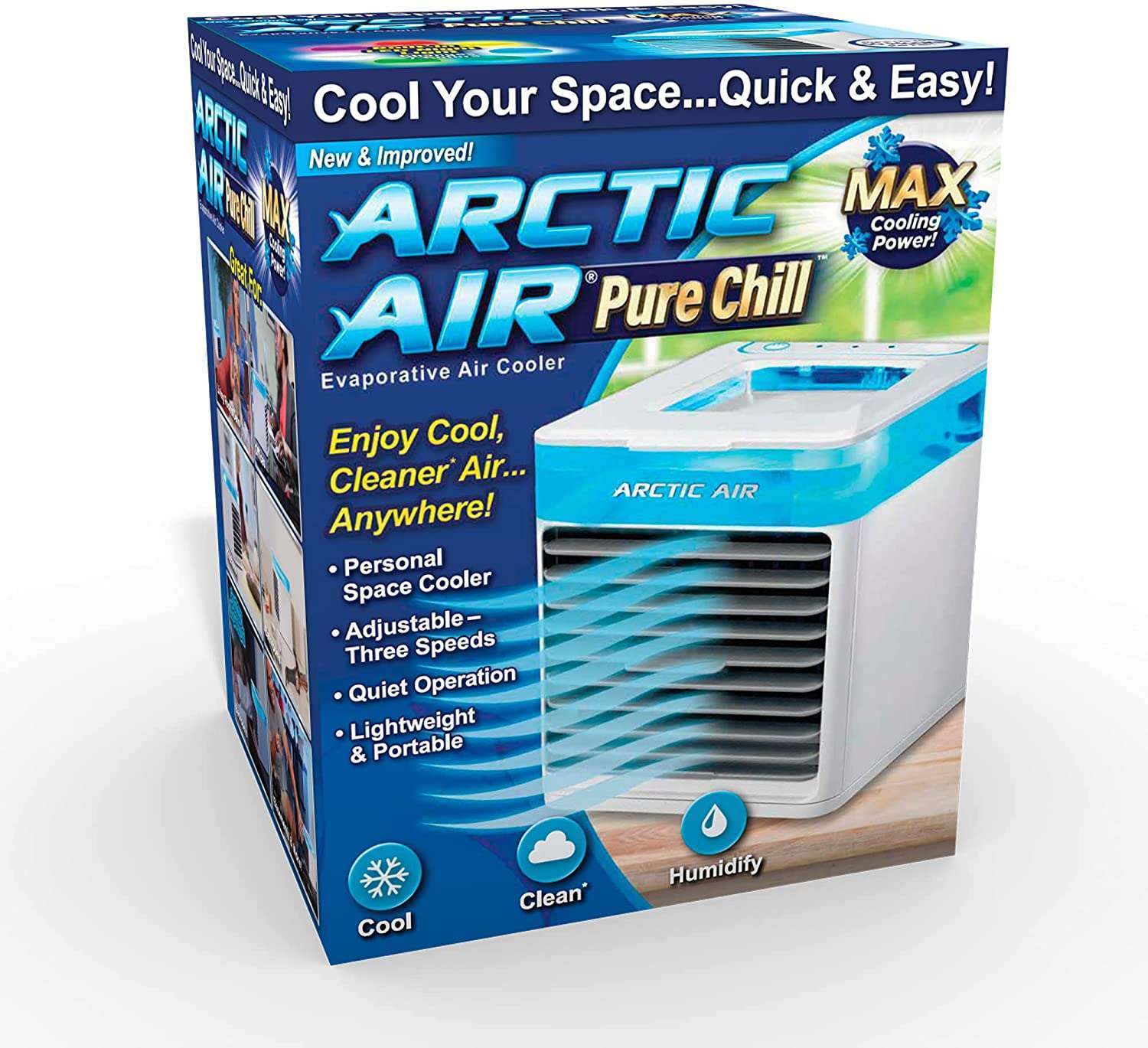 Arctic Air Ultra 3-in-1 Mini USB Portable Air Cooler | Personal Evaporative AC with LED Night Light for Home Office Travel