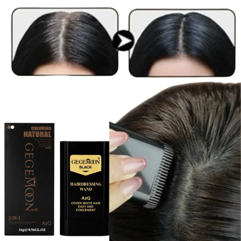 Black Temporary Hair Color Stick  | Long-Lasting Gray Coverage Hair Touch-Up Wand | Compact Size | 20g