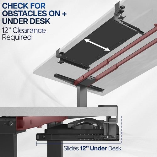 Under Desk Keyboard Tray 27x11 Inch C Clamp Mount Black