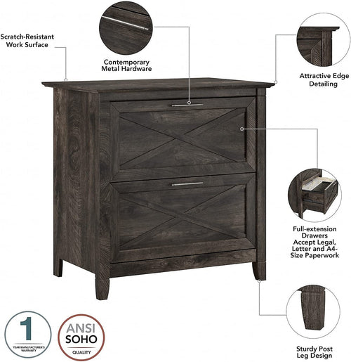 Key West 60W L Shaped Desk With Mobile File Cabinet Bundle