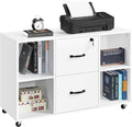 White File Cabinet Mobile Letter Size File Cabinet with 2 Drawers and