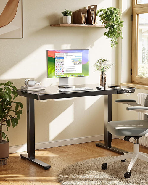 48 Inch Glass Electric Standing Desk With USB Charging