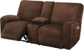 Velvet 8-Piece Reclining Loveseat Cover In Chocolate